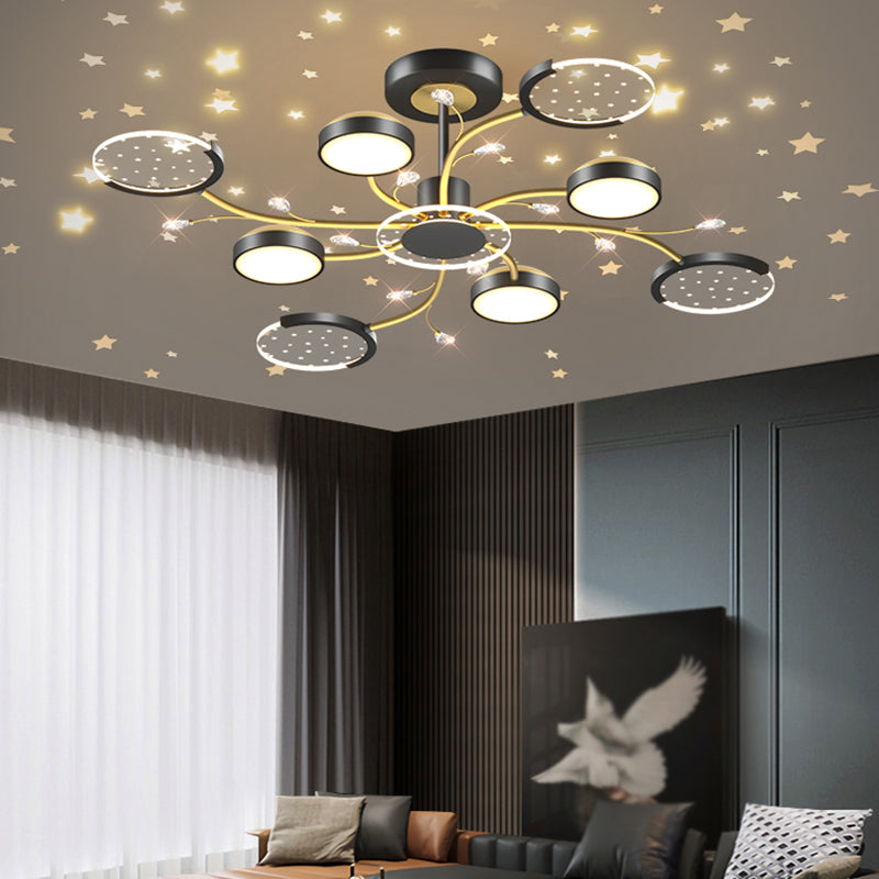 Modern Geometry Shade Metal Chandelier Lights Chandelier Lighting Fixtures in Black