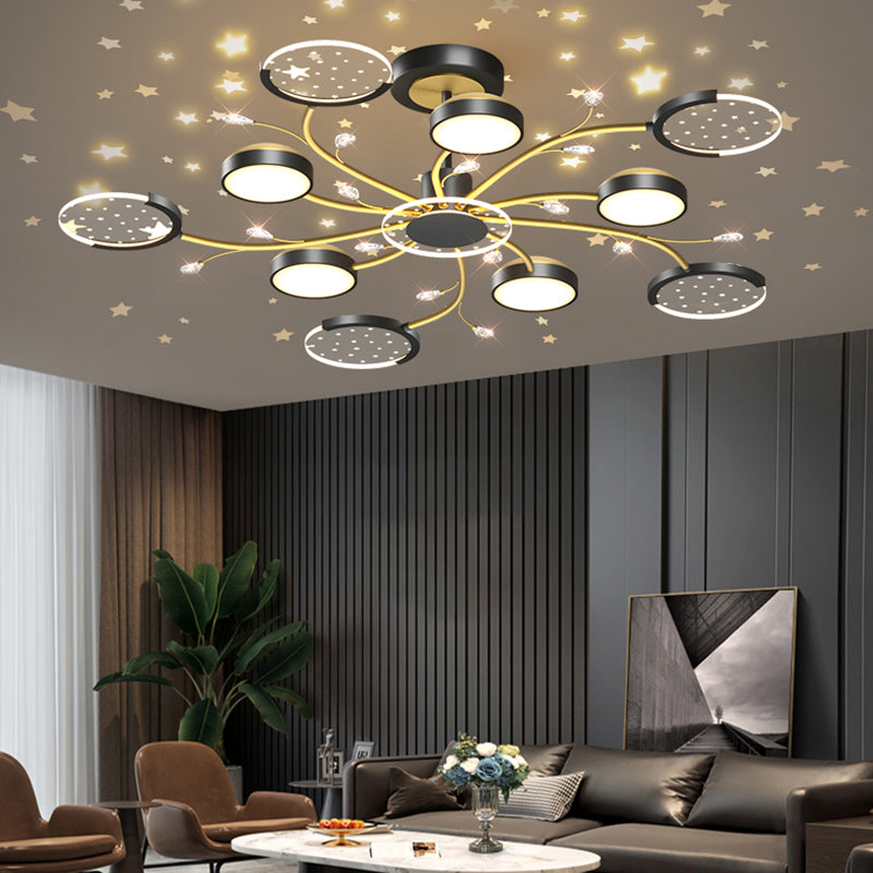 Modern Geometry Shade Metal Chandelier Lights Chandelier Lighting Fixtures in Black