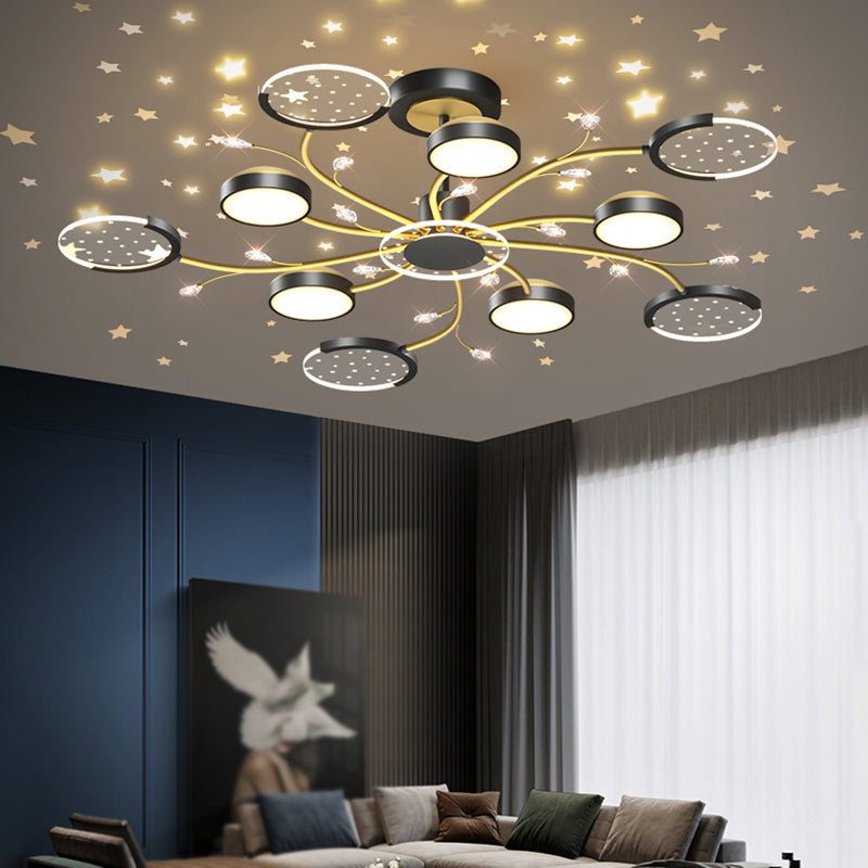 Modern Geometry Shade Metal Chandelier Lights Chandelier Lighting Fixtures in Black