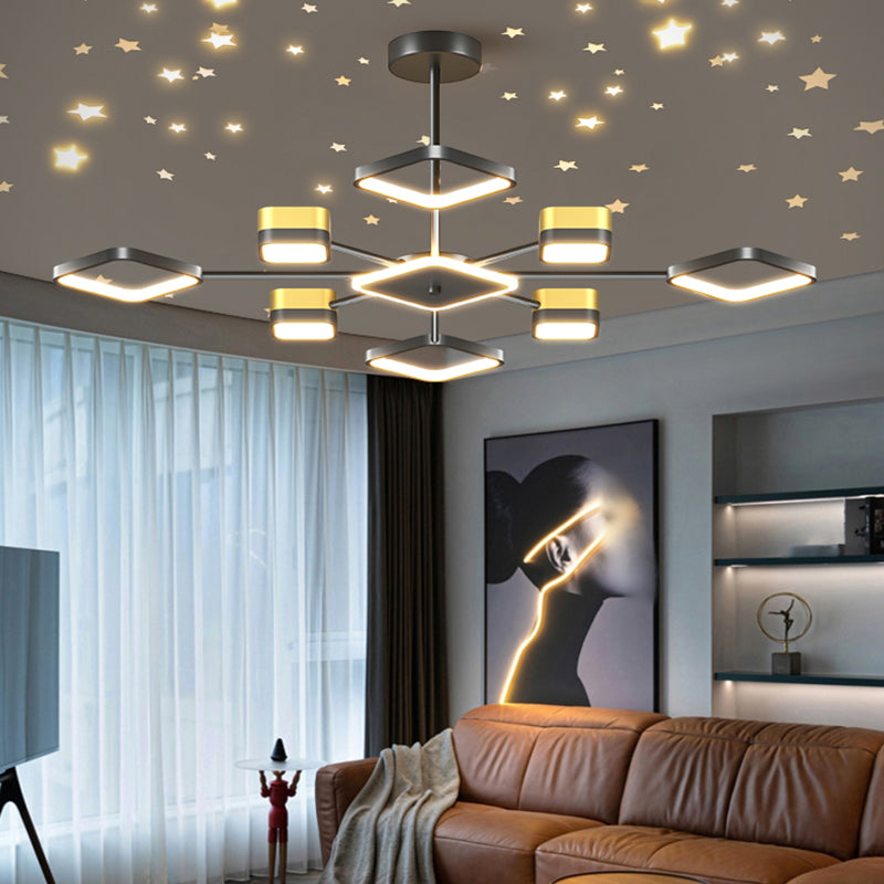 Square Shade Metal Chandelier Lights Modern Chandelier Lighting Assemblantes