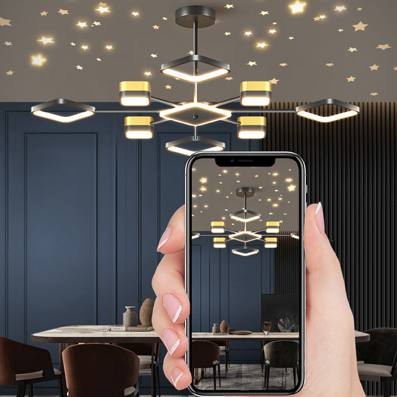 Square Shade Metal Chandelier Lights Modern Chandelier Lighting Assemblantes