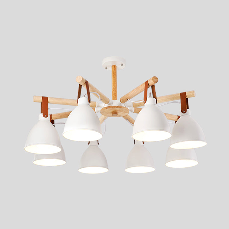 Multi Light Bowl Branch Hanging Lights Modern Style Metal Hanging Lighting with Wood