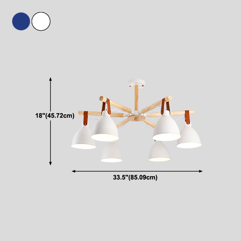 Multi Light Bowl Branch Hanging Lights Modern Style Metal Hanging Lighting with Wood