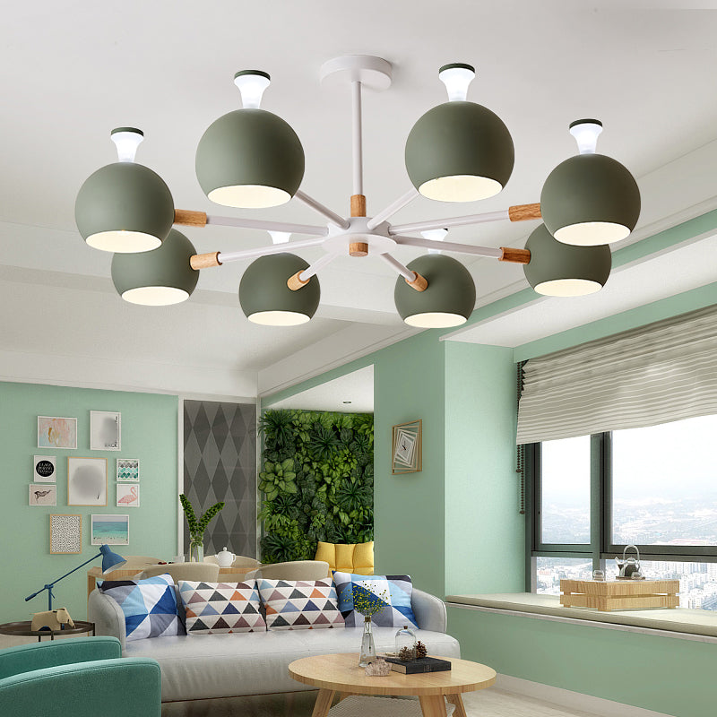 Multi Light Spherical Branch Hanging Light Modern Style Metal Hanging Lighting for Bedroom