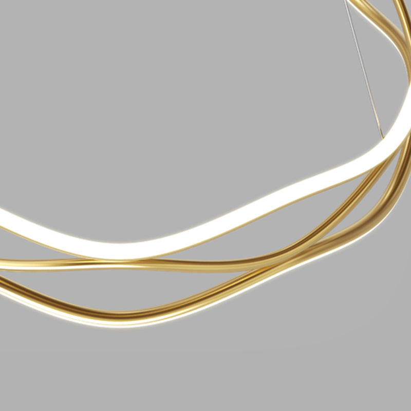 Spiral Shade Metal Chandelier Lights Modern 2- Light Chandelier Lighting Fixtures in Gold