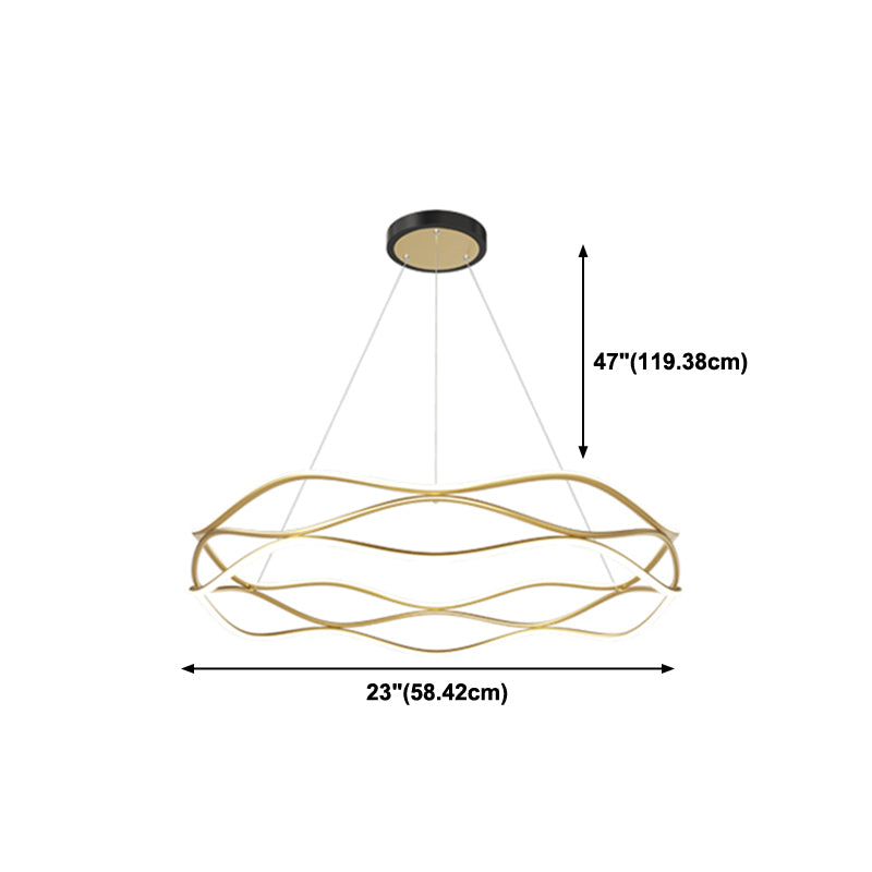 Spiral Shade Metal Chandelier Lights Modern 2- Light Chandelier Lighting Fixtures in Gold
