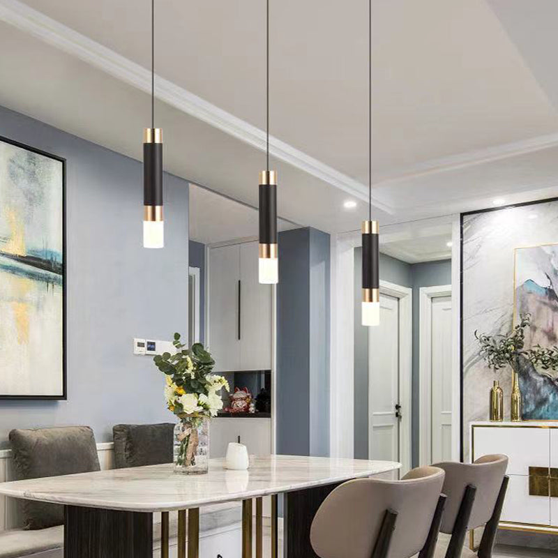 1-Light Line Hanging Pendant Modern Style Metal Hanging Lighting for Living Room