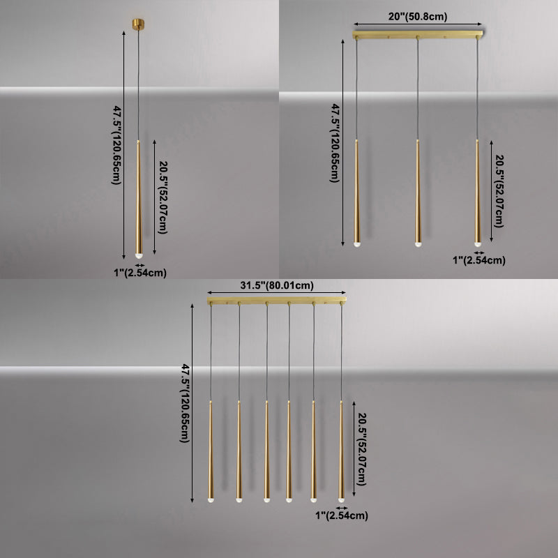 Modern Style Line Shade Hanging Light Metal Multi Light Pendant Lamp for Bedroom