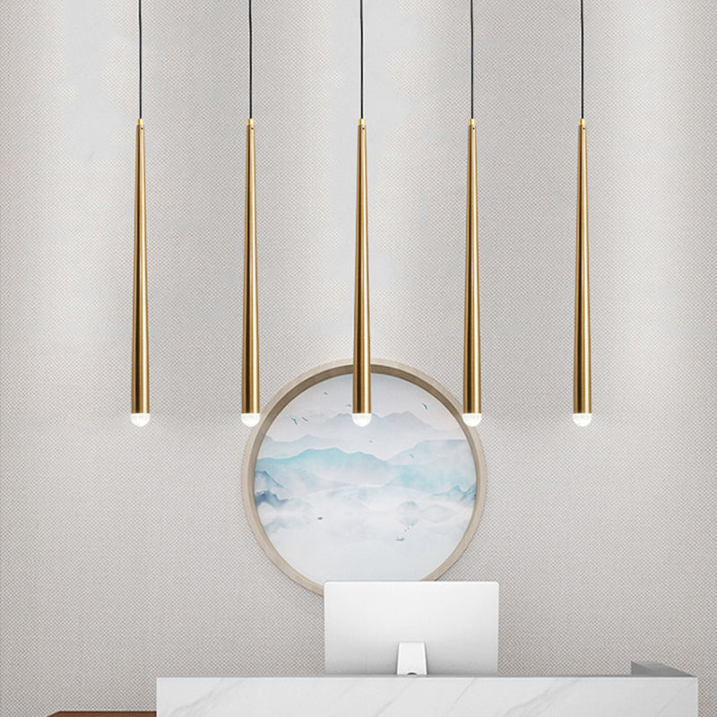 Modern Style Line Shade Hanging Light Metal Multi Light Pendant Lamp for Bedroom