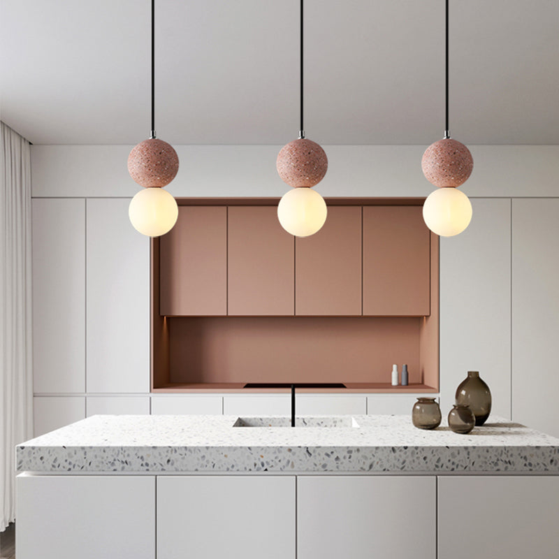 1-Light Spherical Hanging Pendant Modern Style Glass Hanging Lighting for Living Room