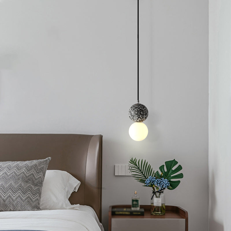 1-Light Spherical Hanging Pendant Modern Style Glass Hanging Lighting for Living Room