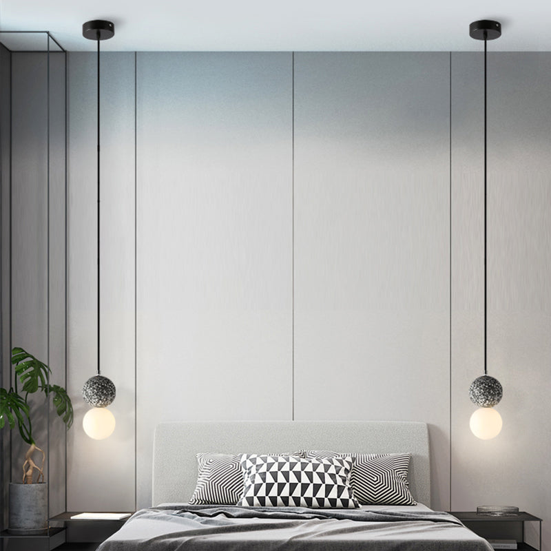 1-Light Spherical Hanging Pendant Modern Style Glass Hanging Lighting for Living Room