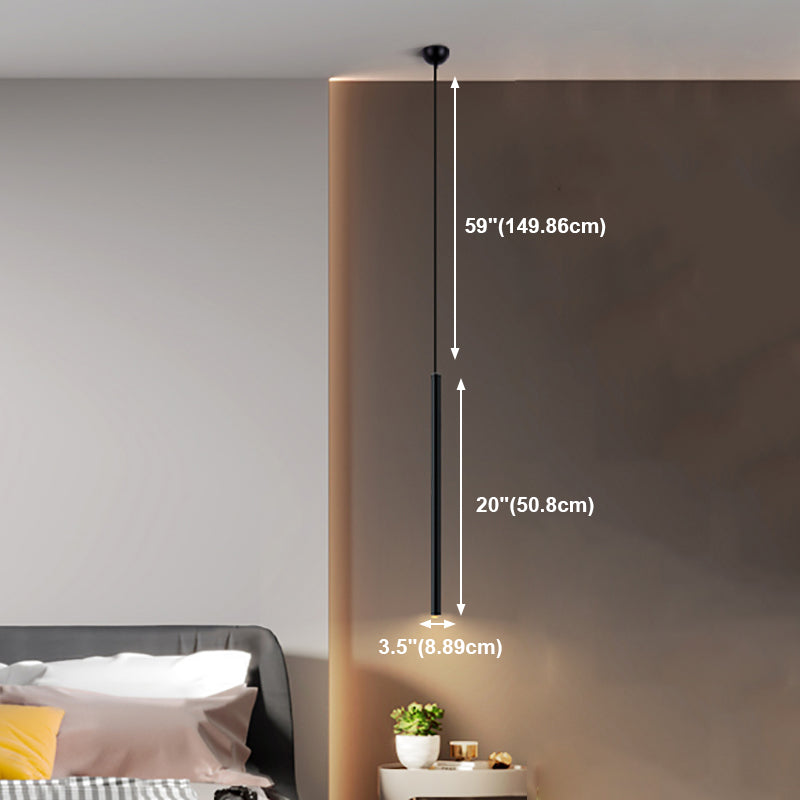 Cylinder Shape Metal Pendant Lights Contemporary Style Hanging Lamps in Black