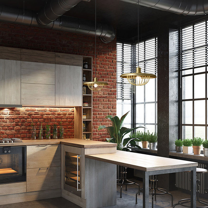 Metal Round Shape Hanging Light Modern Style 1-Light Hanging Light Mounted Fixtures