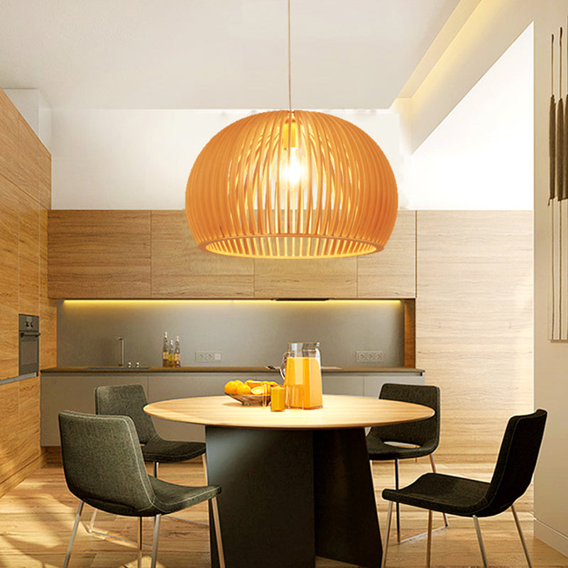 Geometric Shape Wood Hanging Light Modern 1 Light Hanging Light Mount Fixture in Brown