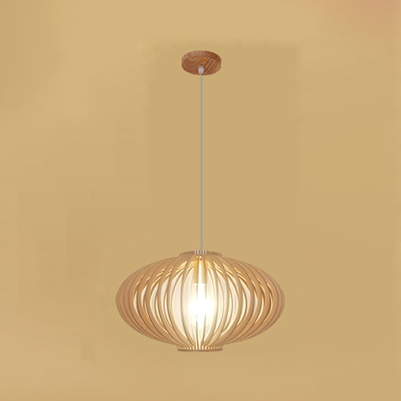 Geometric Shape Wood Hanging Light Modern 1 Light Hanging Light Mount Fixture in Brown