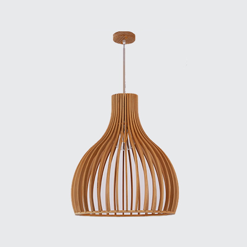 Geometric Shape Wood Hanging Light Modern 1 Light Hanging Light Mount Fixture in Brown