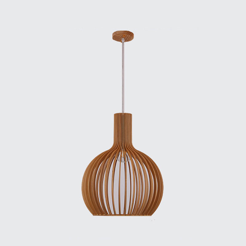 Geometric Shape Wood Hanging Light Modern 1 Light Hanging Light Mount Fixture in Brown