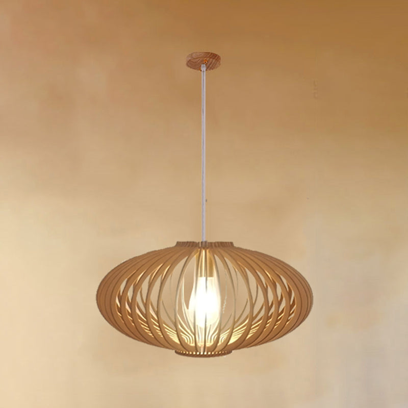 Geometric Shape Wood Hanging Light Modern 1 Light Hanging Light Mount Fixture in Brown