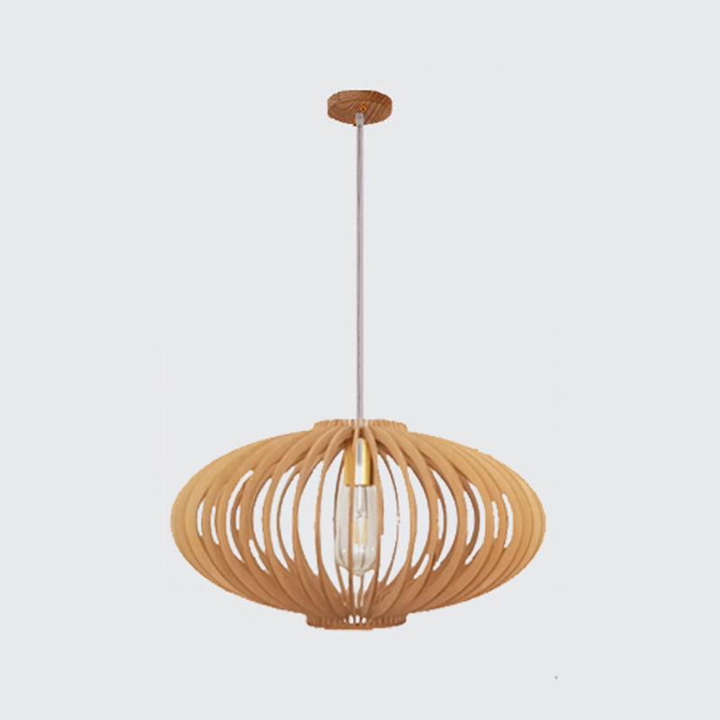 Geometric Shape Wood Hanging Light Modern 1 Light Hanging Light Mount Fixture in Brown