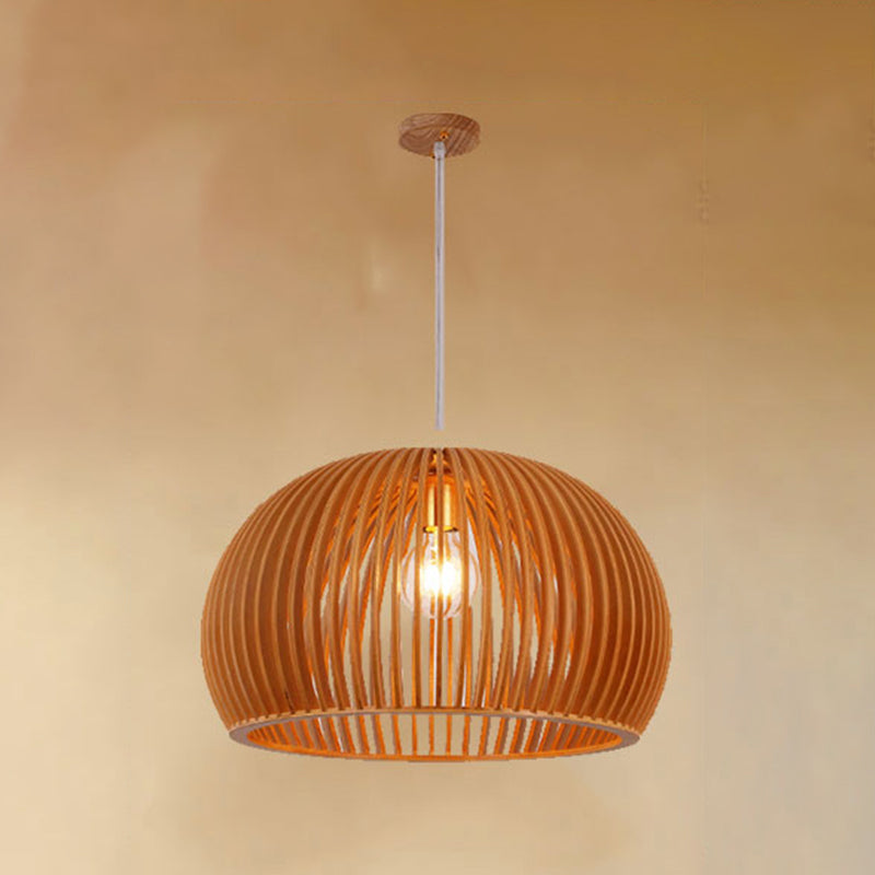 Geometric Shape Wood Hanging Light Modern 1 Light Hanging Light Mount Fixture in Brown
