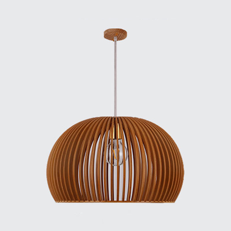 Geometric Shape Wood Hanging Light Modern 1 Light Hanging Light Mount Fixture in Brown
