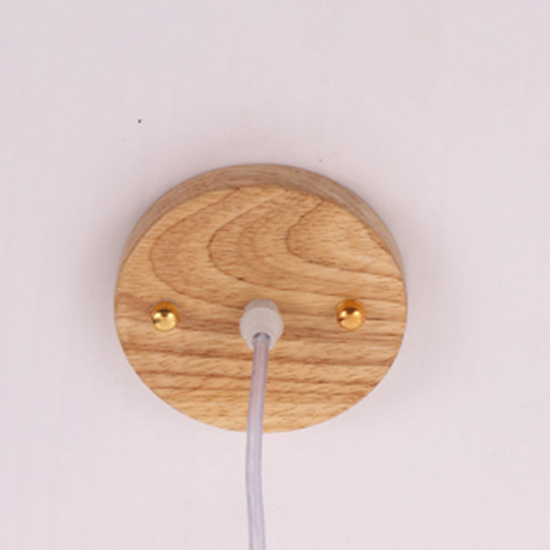 Geometric Shape Wood Hanging Light Modern 1 Light Hanging Light Mount Fixture in Brown