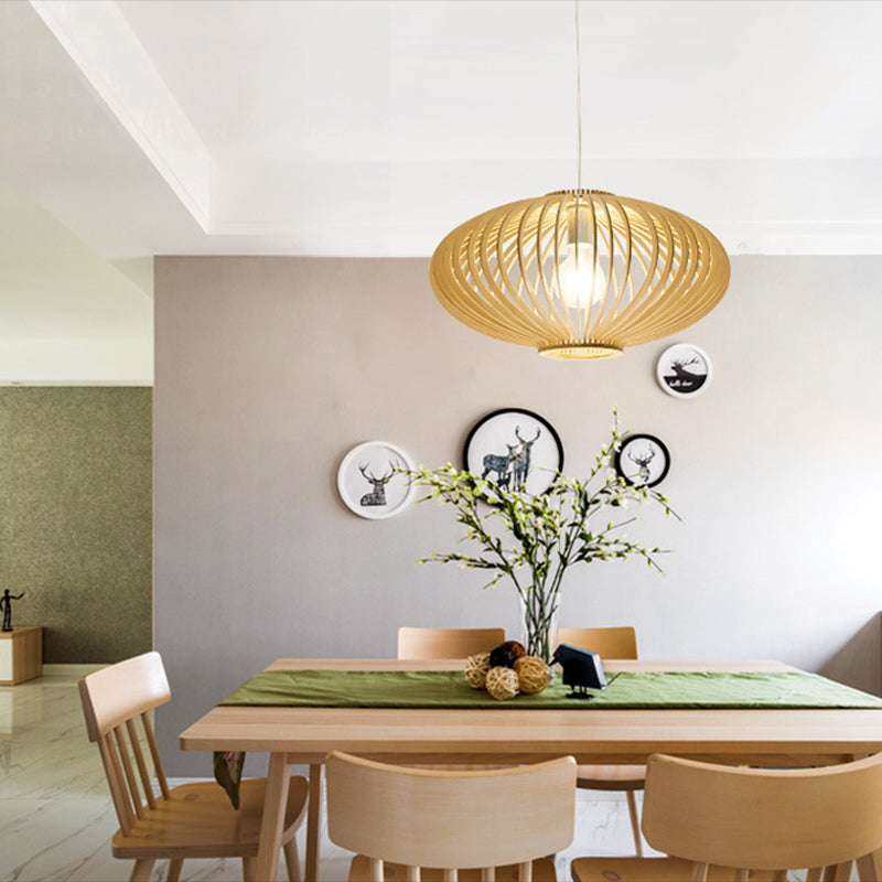 Geometric Shape Wood Hanging Light Modern 1 Light Hanging Light Mount Fixture in Brown