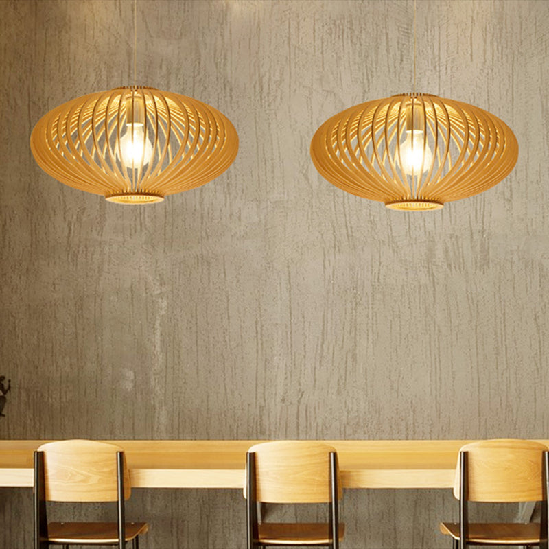 Geometric Shape Wood Hanging Light Modern 1 Light Hanging Light Mount Fixture in Brown