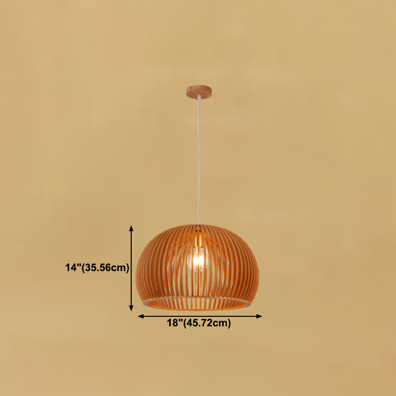 Geometric Shape Wood Hanging Light Modern 1 Light Hanging Light Mount Fixture in Brown