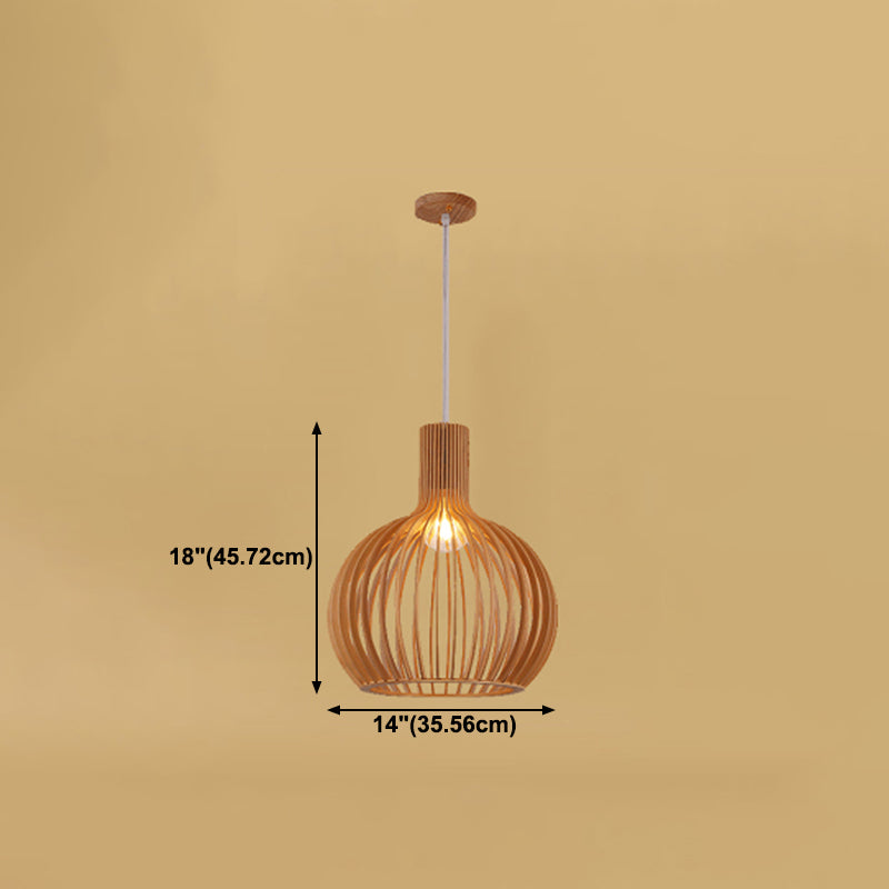 Geometric Shape Wood Hanging Light Modern 1 Light Hanging Light Mount Fixture in Brown