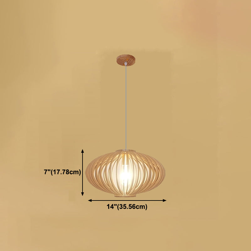 Geometric Shape Wood Hanging Light Modern 1 Light Hanging Light Mount Fixture in Brown