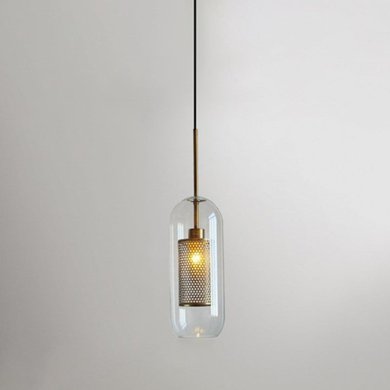 Vetro di illuminazione geometrica in stile industriale 1 luci a soffitto appeso alla luce