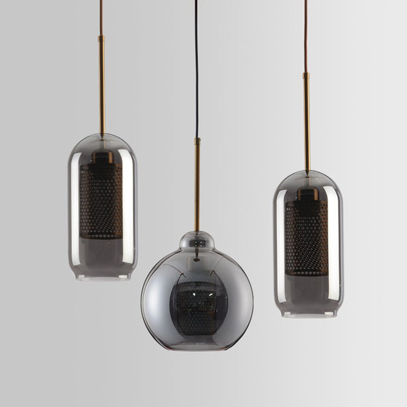 Vetro di illuminazione geometrica in stile industriale 1 luci a soffitto appeso alla luce