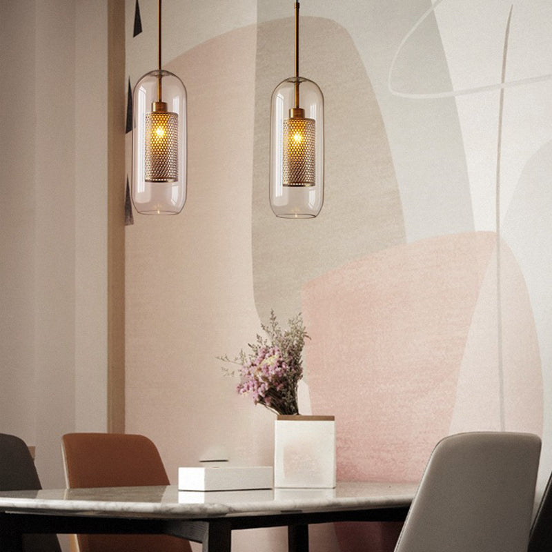 Vetro di illuminazione geometrica in stile industriale 1 luci a soffitto appeso alla luce