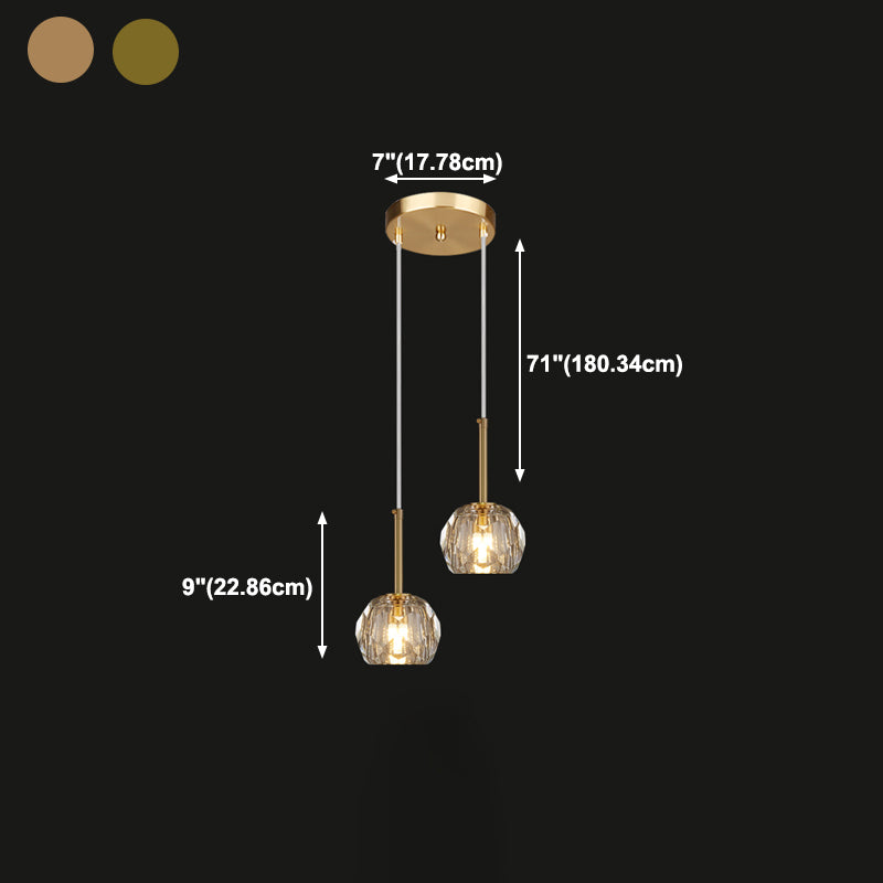 Forme rond Crystal Hanging Light Modern Style Multi Lights Assemblées de luminaires suspendus