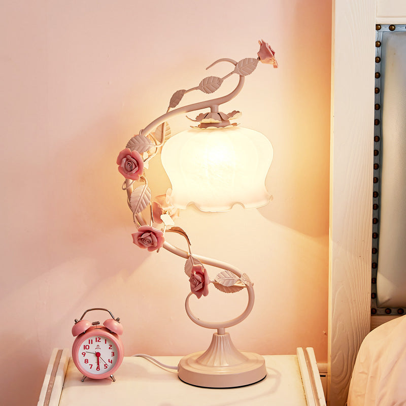 1 Light Drum Table Lighting Modern Style Glass Table Lighting for Bedroom