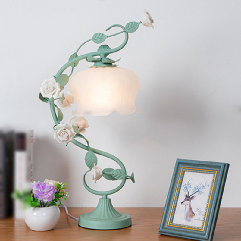 1 Light Drum Table Lighting Modern Style Glass Table Lighting for Bedroom