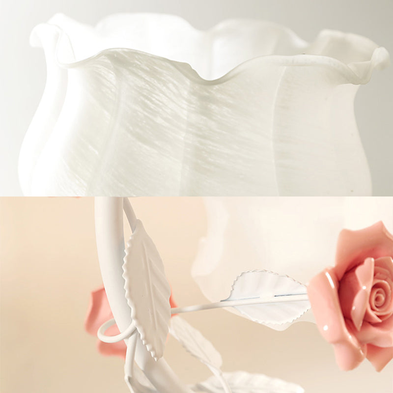 1 Light Drum Table Lighting Modern Style Glass Table Lighting for Bedroom