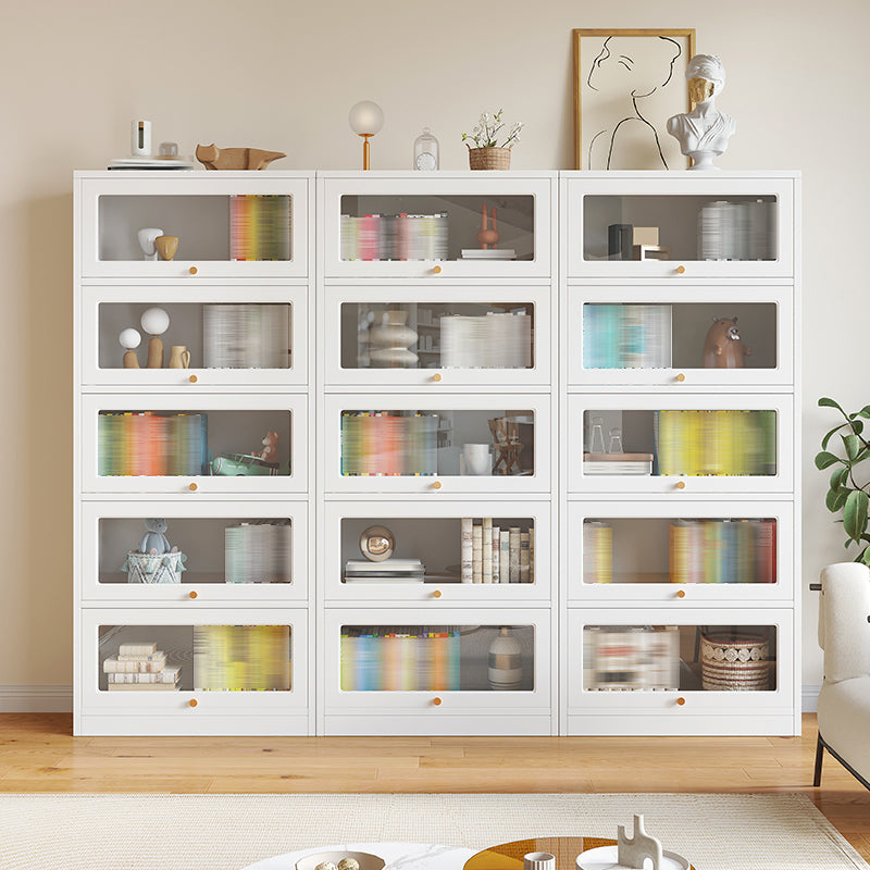 White Bookshelf Contemporary Style Bookcase with Door for Home Office