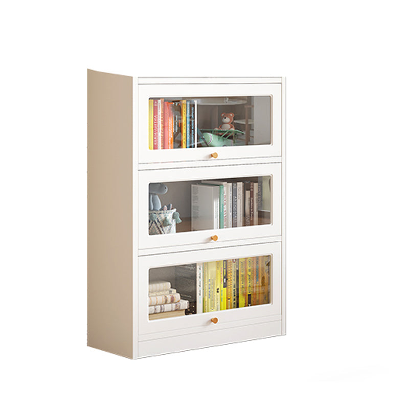 White Bookshelf Contemporary Style Bookcase with Door for Home Office