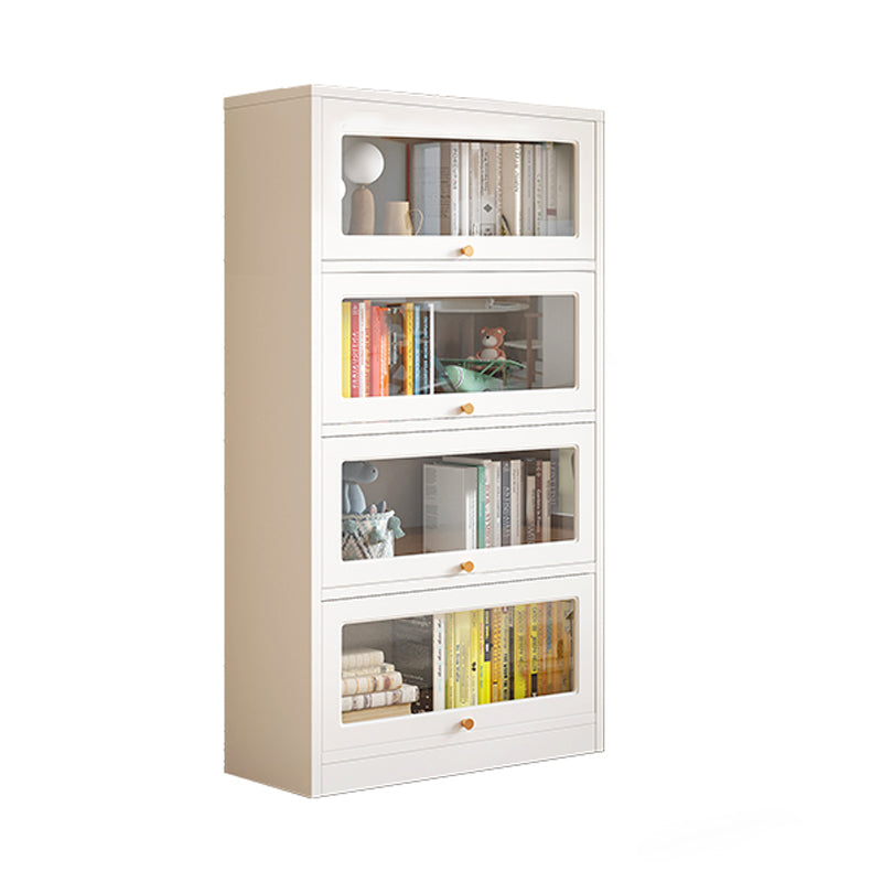 White Bookshelf Contemporary Style Bookcase with Door for Home Office