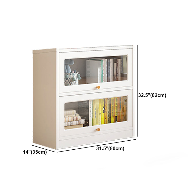 White Bookshelf Contemporary Style Bookcase with Door for Home Office