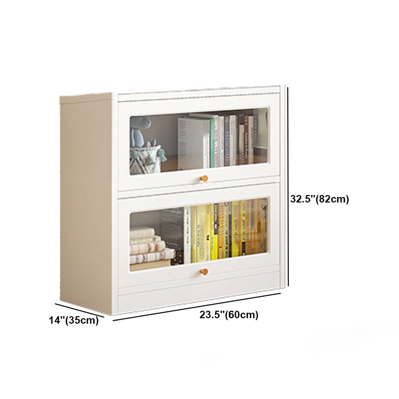 White Bookshelf Contemporary Style Bookcase with Door for Home Office