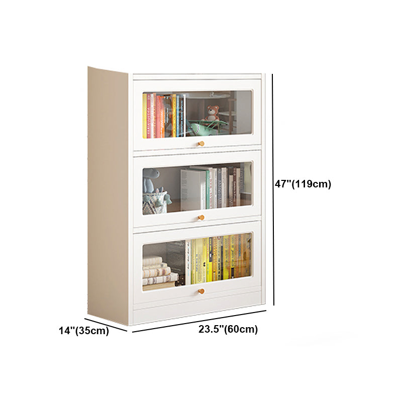 White Bookshelf Contemporary Style Bookcase with Door for Home Office