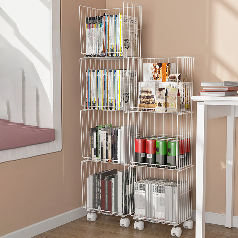 9.5" W Bookshelf Contemporary Style Bookcase with Casters for Home and Study Room