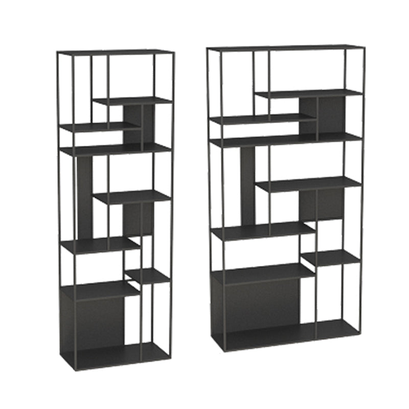 Modern Open Bookcase with Metal Rectangular Shelves for Office