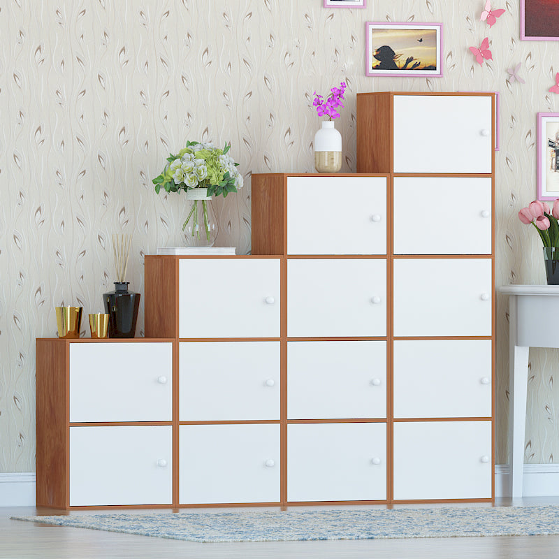 Manufactured Wood Standard Bookcase Contemporary Vertical Shelf with Cabinets