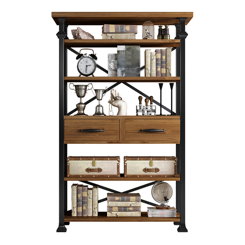 Industrial Style Bookshelf Open Shelf Bookcase with Drawer Storage