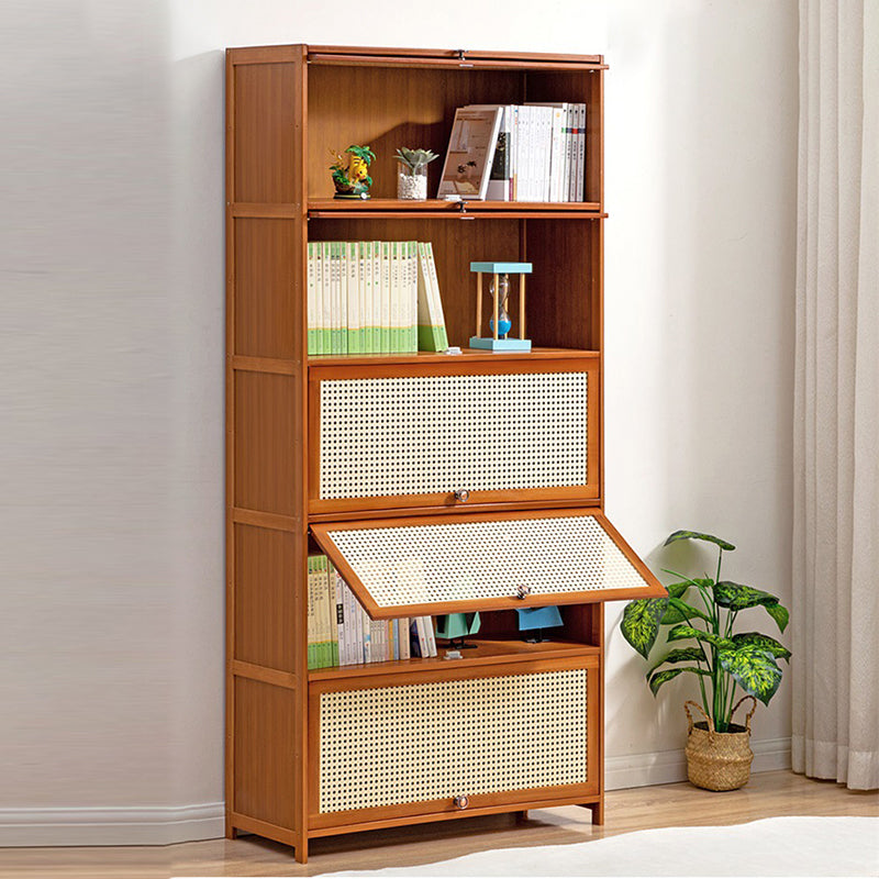 Brown Color Barrister Bookcase Contemporary Bamboo Bookcase for Home Office
